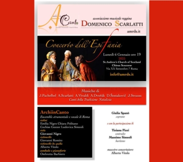 Concerto dell’Epifania dell’ensemble strumentale e vocale ArchiinCanto al St.Andrew’s Church of Scotland