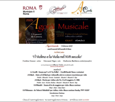 Secondo Concerto della Rassegna Agorà Musicale - Il Violino e la Viola nel XVII secolo